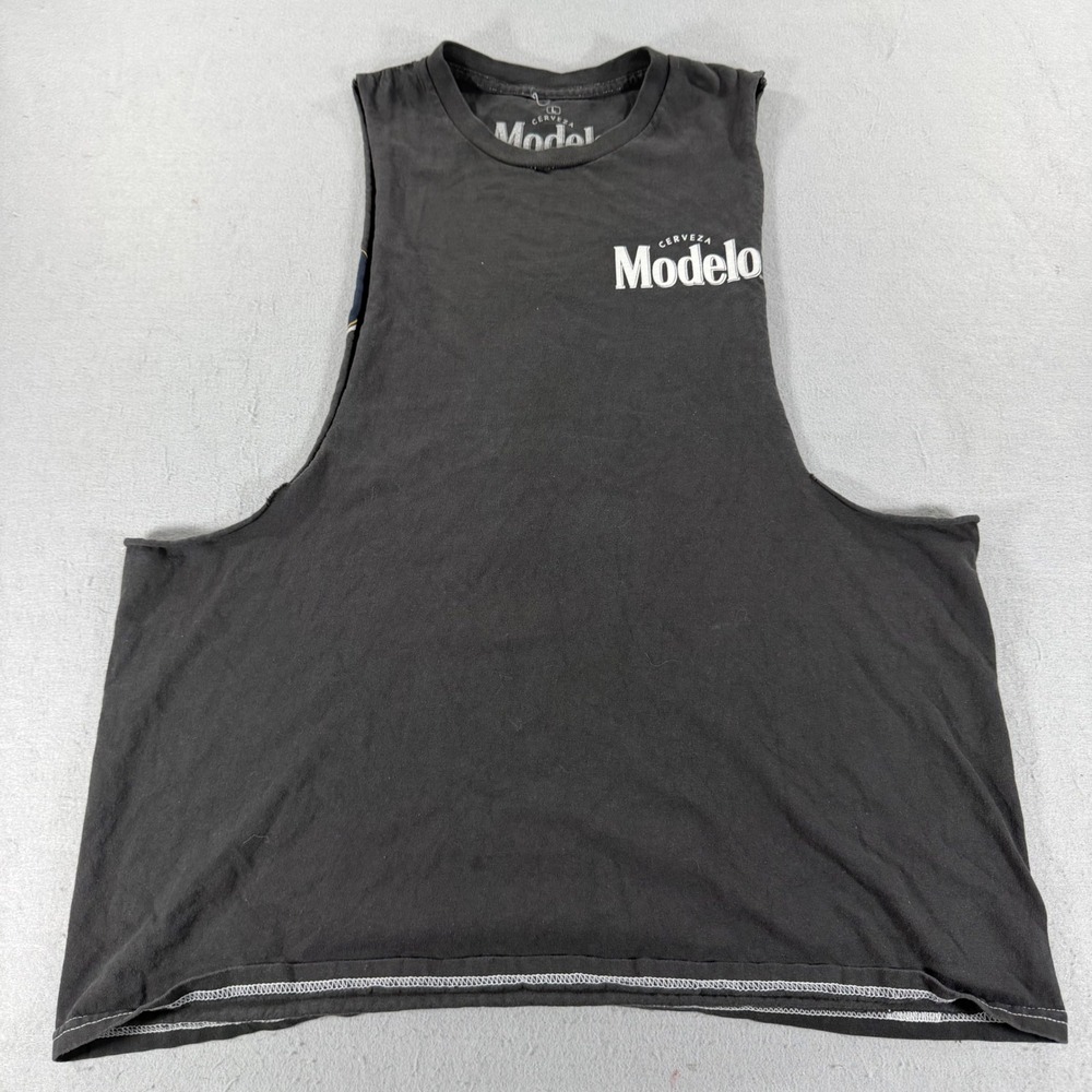 Modelo Cerveza Graphic Tank Top‎ Black Cut Off Sleeveless Shirt Mens Large